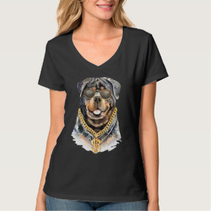 Camiseta Hermoso perro Rottweiler con collar de cadena