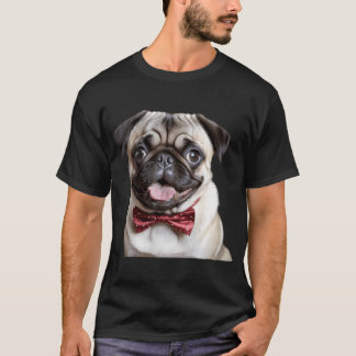 Camiseta Hermoso Pug con corbata, dando ojos de cachorro