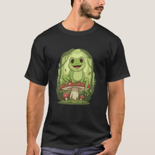 Camiseta Hermoso rana Kawaii en hongo de bosque seta largo