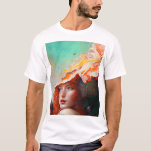 Camiseta Hermoso resumen artístico Chica Red Haired Ginger