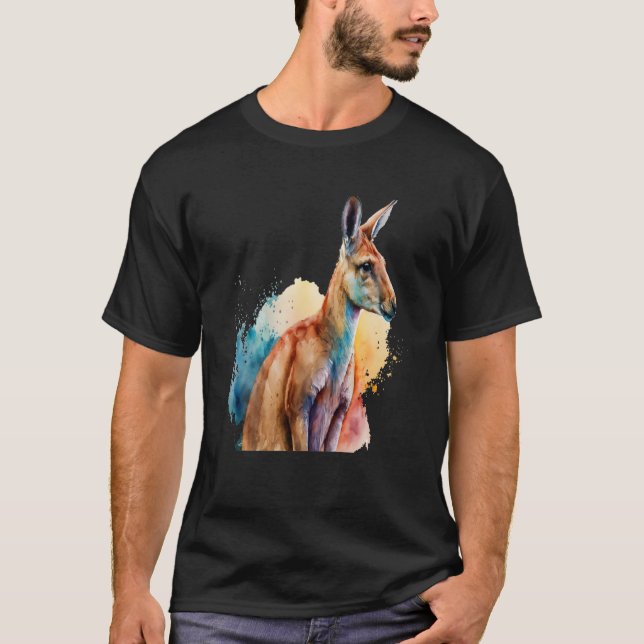 Camiseta Hermoso retrato canguro acuarela (Anverso)