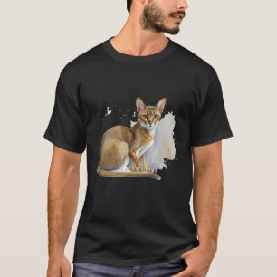 Camiseta Hermoso retrato de gato abisinio en acuarela