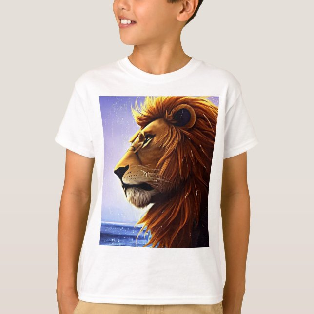 Camiseta Hermoso retrato de león en un niño personalizado d (Anverso)