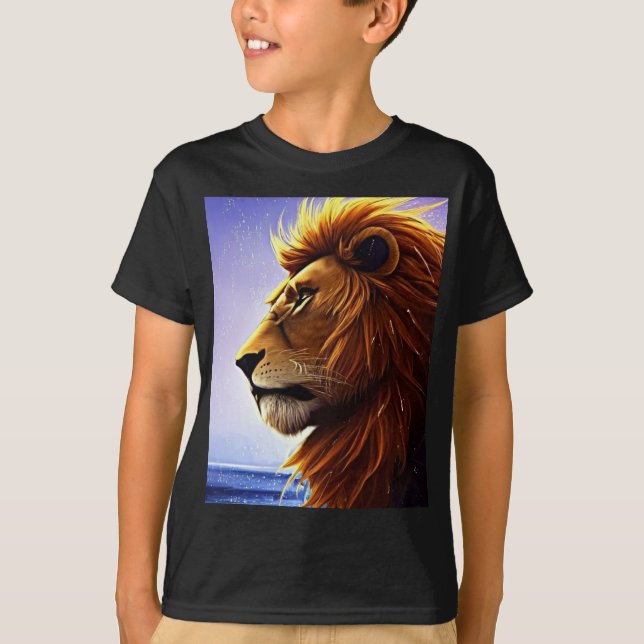Camiseta Hermoso retrato de león en un niño personalizado d (Anverso)