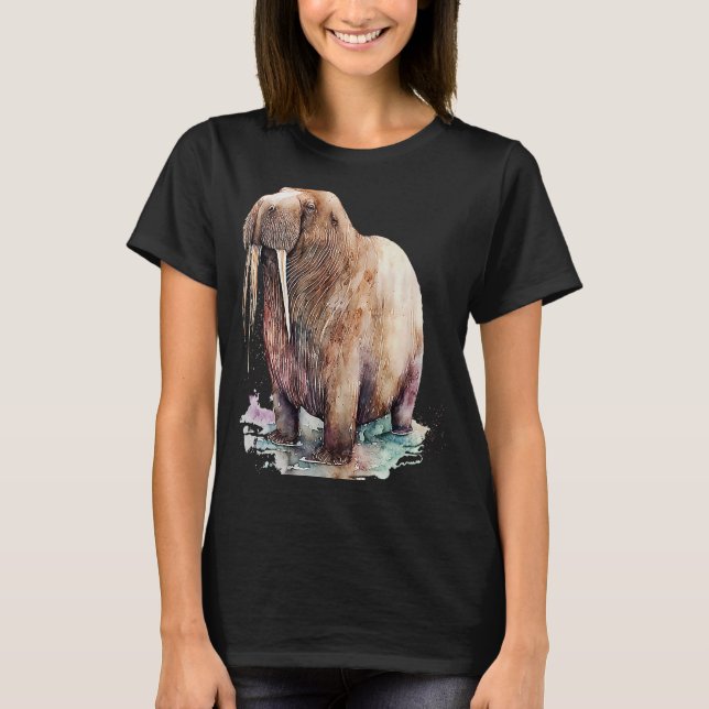 Camiseta Hermoso retrato de Walrus de acuarela (Anverso)
