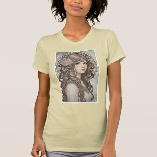 Camiseta Hermoso retrato inspirado en Art Nouveau de una mu
