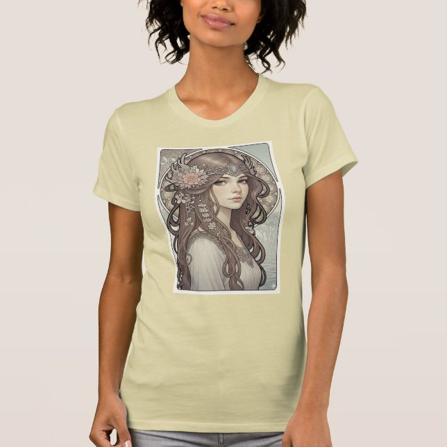 Camiseta Hermoso retrato inspirado en Art Nouveau de una mu (Anverso)