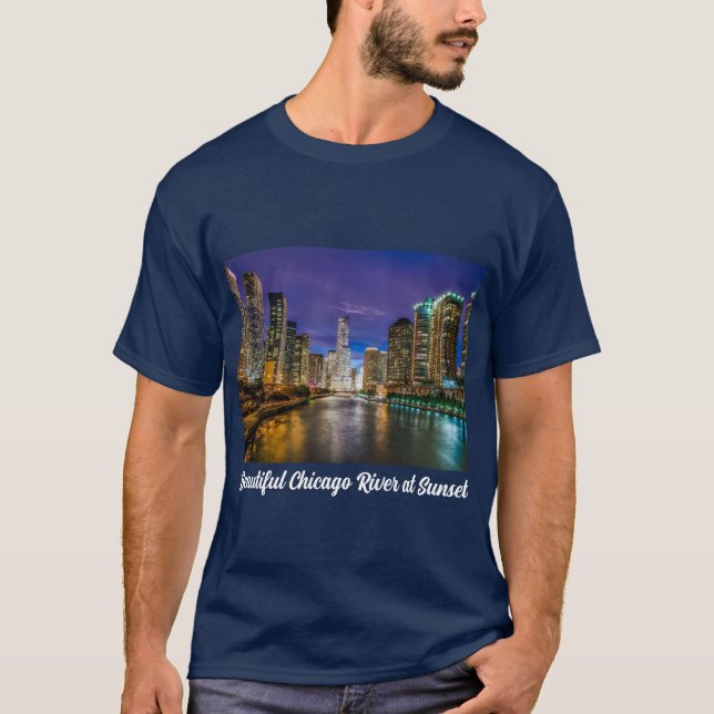 Camiseta Hermoso río Chicago en Sunset, Illinois (Anverso)