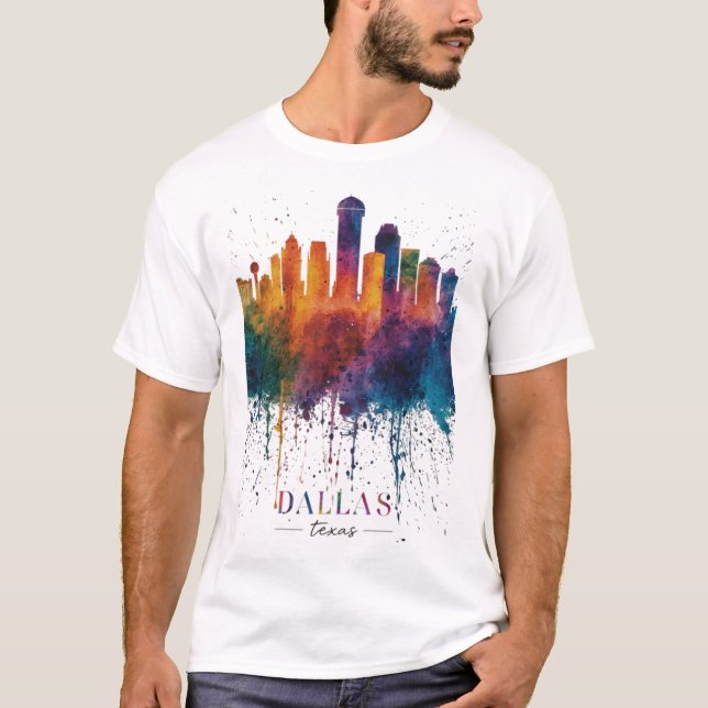 Camiseta Hermoso tributo colorido a Dallas Texas (Anverso)