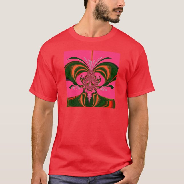 Camiseta Hermoso verde dorado rojo rosado caliente africano (Anverso)