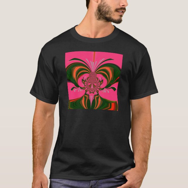 Camiseta Hermoso verde dorado rojo rosado caliente africano (Anverso)