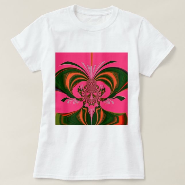 Camiseta Hermoso verde dorado rojo rosado caliente africano (Diseño del anverso)