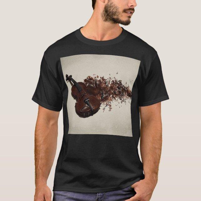Camiseta Hermoso violín con motivos musicales (Anverso)