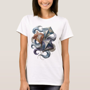 Camiseta Hermoso volando una COMETA GRIS EN LA IMPRESIÓN DE