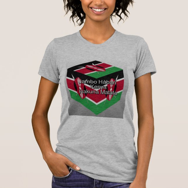 Camiseta Hermoso y encantador cubo de bandera keniana con s (Anverso)