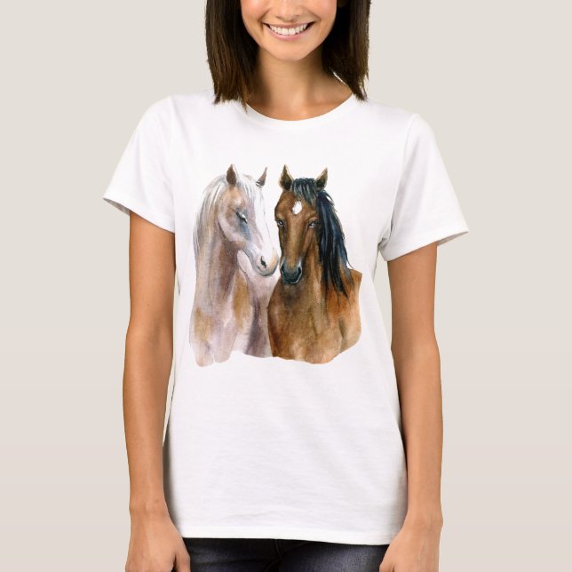 Camiseta Hermosos Caballos de Acuarela (Anverso)
