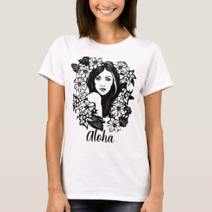 Camiseta Hermosos Chicas con flores y arte en línea