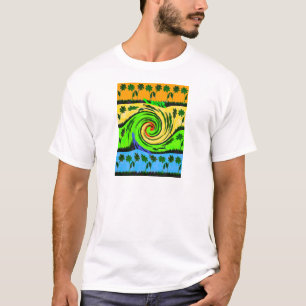 Camiseta Hermosos colores florales de olas onduladas en ver