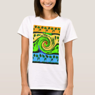 Camiseta Hermosos colores florales de olas onduladas en ver