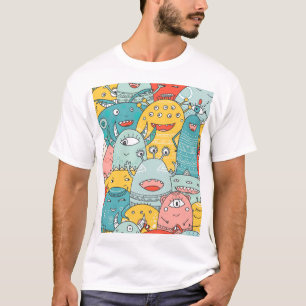 Camiseta Hermosos monstruos al estilo Boho, sin costuras.