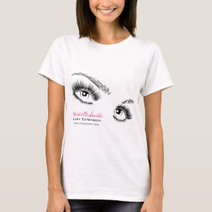 Camiseta Hermosos ojos Largos latigazos Extensión de las pe