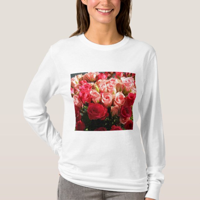 Camiseta Hermosos Rosas de manga larga Tee (Anverso)