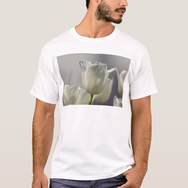 Camiseta Hermosos Tulipanes de Primavera Blanca (Anverso)