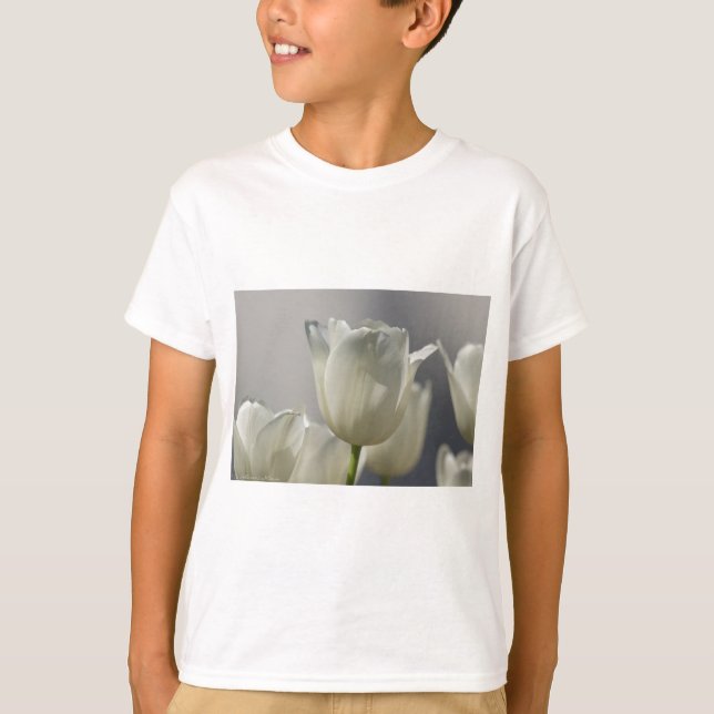 Camiseta Hermosos Tulipanes de Primavera Blanca (Anverso)