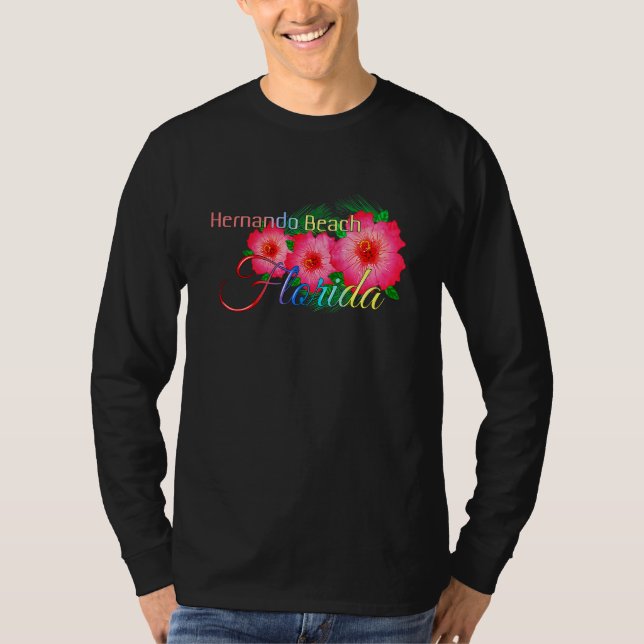 Camiseta Hernando Beach Florida Vac familiar de flores trop (Anverso)
