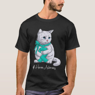 Camiseta Hernia Awareness Mes Cinta Verde azulada Cat