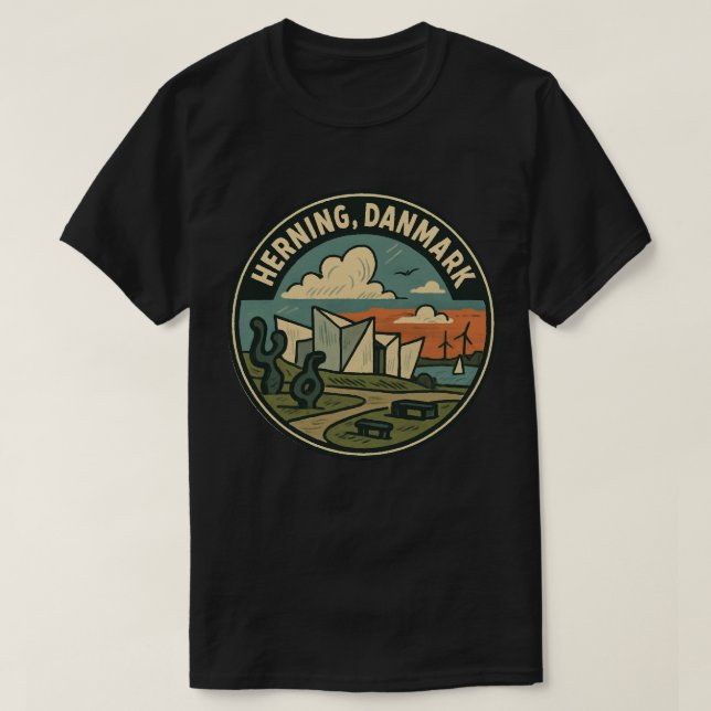 Camiseta Herning Dinamarca Arte Moderno (Diseño del anverso)