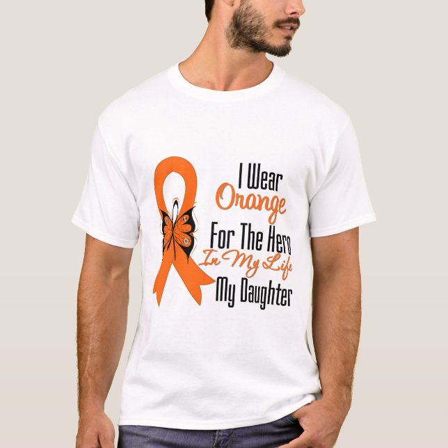 Camiseta Héroe anaranjado de la cinta de la leucemia mi (Anverso)