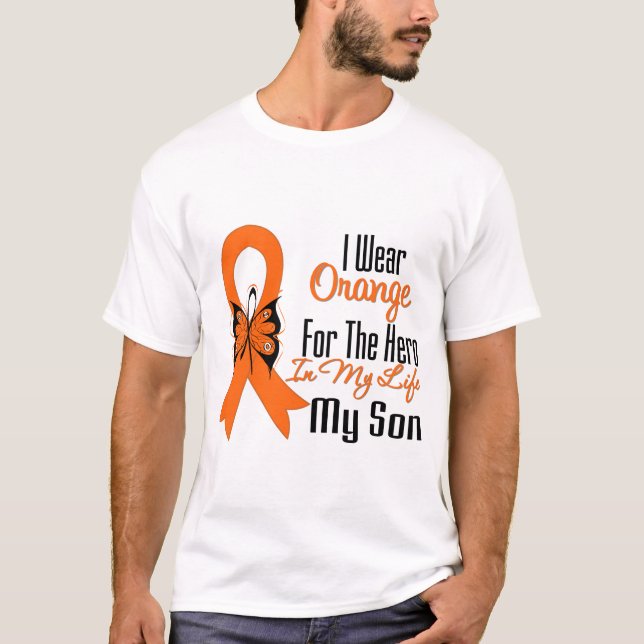 Camiseta Héroe anaranjado de la cinta de la leucemia mi (Anverso)