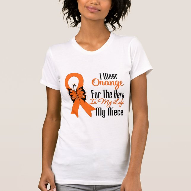 Camiseta Héroe anaranjado de la cinta de la leucemia mi (Anverso)