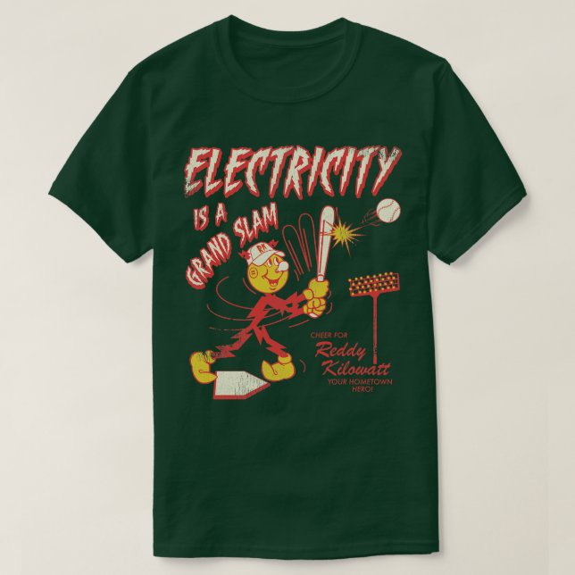 Camiseta Héroe de béisbol Reddy Kilowatt con problemas vint (Diseño del anverso)