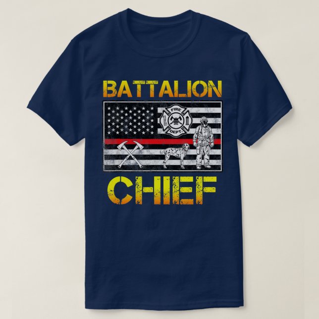 Camiseta Héroe de bombero jefe de batallón norteamericano (Diseño del anverso)