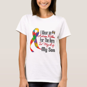 Camiseta Héroe de cinta de autismo en mi vida mi hijo