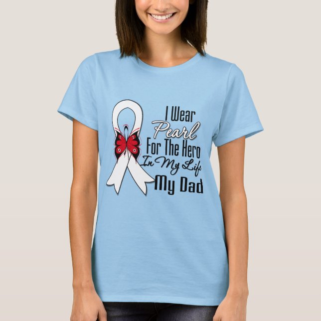 Camiseta Héroe de Cinta de Cáncer de Pulmón Mi Papá (Anverso)