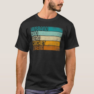Camiseta Héroe de críquet masculino retro esposo papá