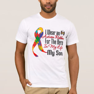 Camiseta Héroe de la cinta del autismo en mi vida mi hijo