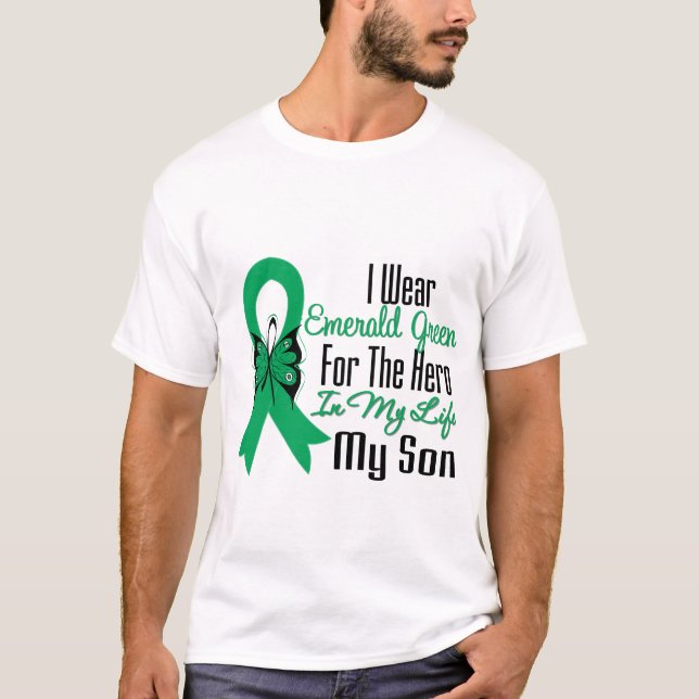 Camiseta Héroe de la cinta del cáncer de hígado mi hijo (Anverso)