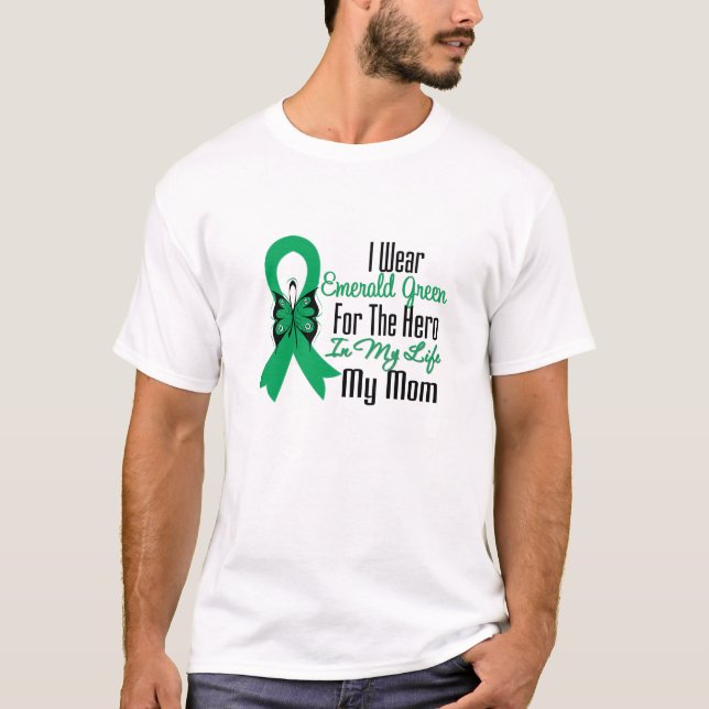 Camiseta Héroe de la cinta del cáncer de hígado mi mamá (Anverso)