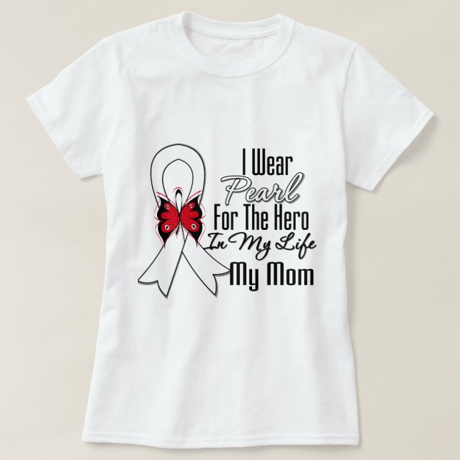 Camiseta Héroe de la cinta del cáncer de pulmón mi mamá (Diseño del anverso)