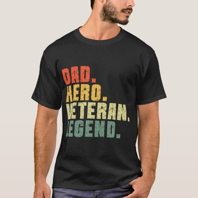 Camiseta Héroe de papá veterano leyenda Retro Veteranos Día (Anverso)