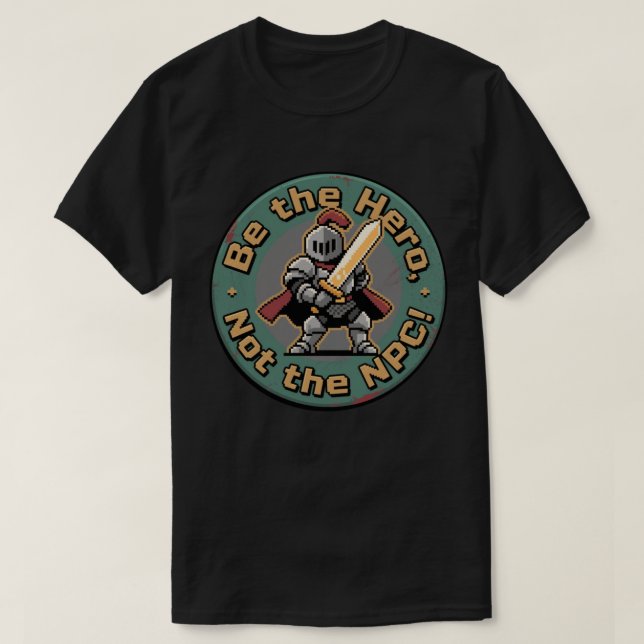 Camiseta Héroe de Pixel de Pie Firme – Insignia de Motivaci (Diseño del anverso)