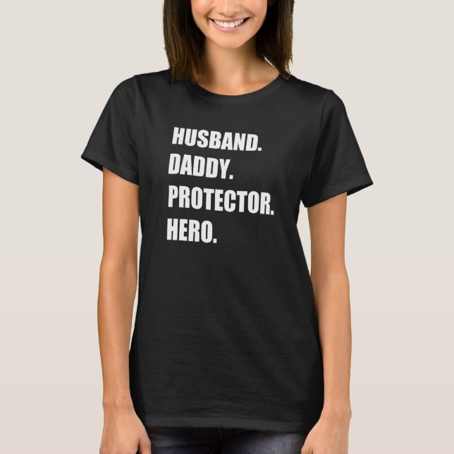 Camiseta Héroe De Protector De Papi Del Esposo De Los Hombr (Anverso)