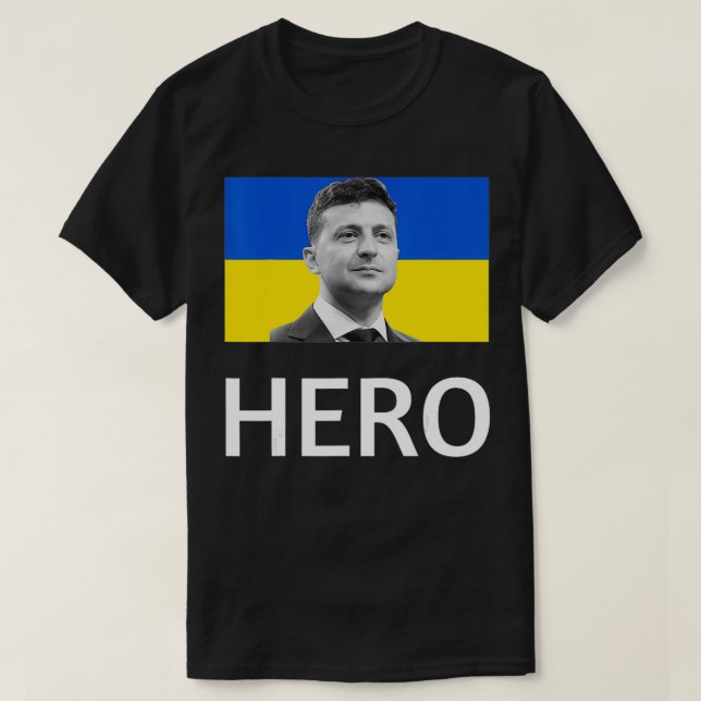 Camiseta Héroe de Zelensky, Bandera Ucraniana, Presidente V (Diseño del anverso)
