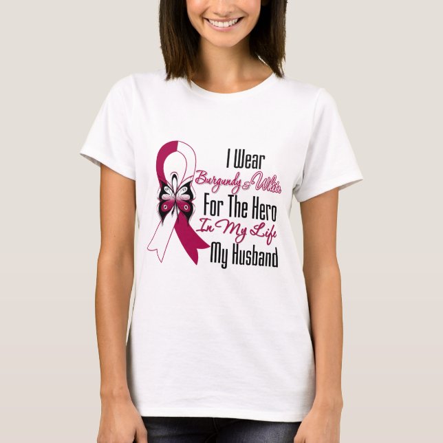 Camiseta Héroe del cáncer de cabeza y cuello mi marido (Anverso)