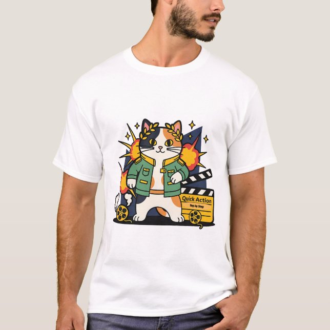 Camiseta Héroe del gato de acción en el set (Anverso)