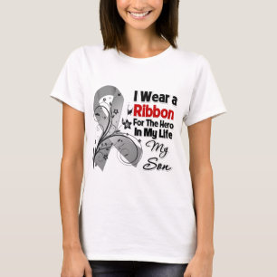Camiseta Héroe del hijo en mi cáncer de cerebro de la vid